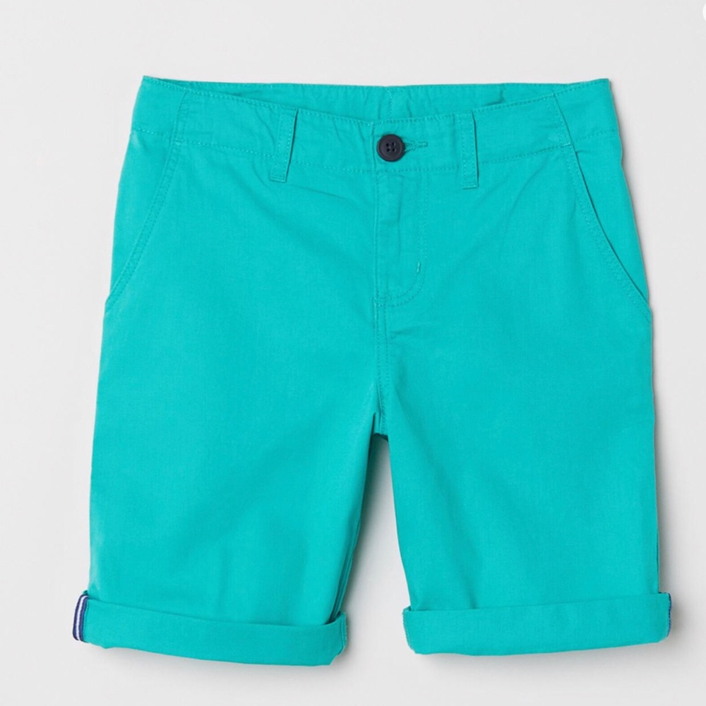Boy’s cotton twill turquoise shorts, 11-12yo, H&M, NWT